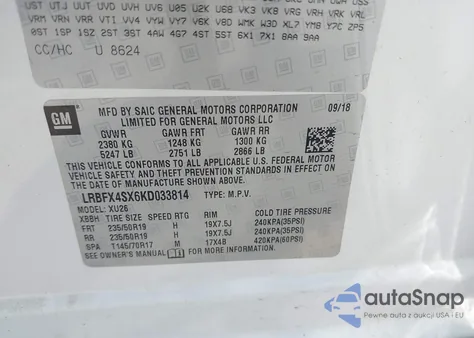 2019 Buick Envision Awd Premium Ii from USA, damaged, VIN LRBFX4SX6KD033814